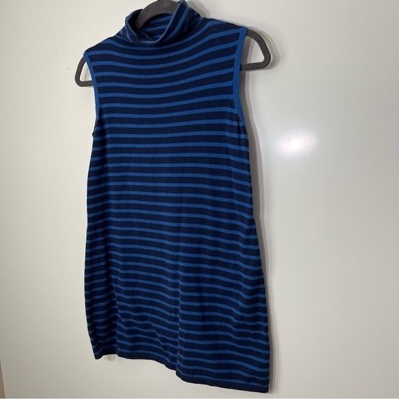 Chico’s Zenergy Mock Neck StripedTank Tunic Blue Black Size 0 - Picture 5 of 14